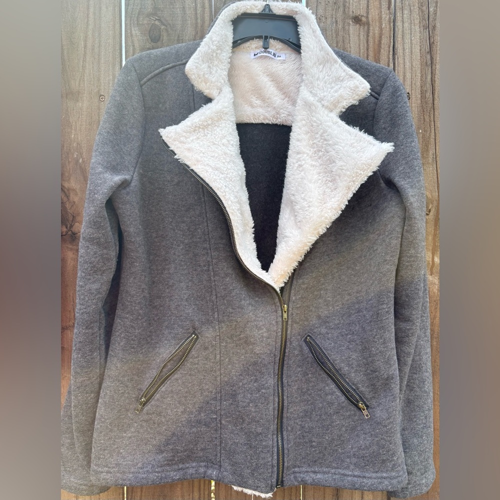 Women’s Medium Charcoal Teddy Jacket by Doublju